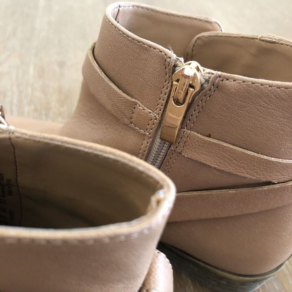 Franco Sarto Booties Womens 6.5 M Shandy Leather Boots Buckle Almond Toe Tan - Picture 10 of 16